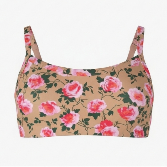 Aerie Floral Sports Bra Tan Pink Medium Support Size Small - Picture 2 of 7